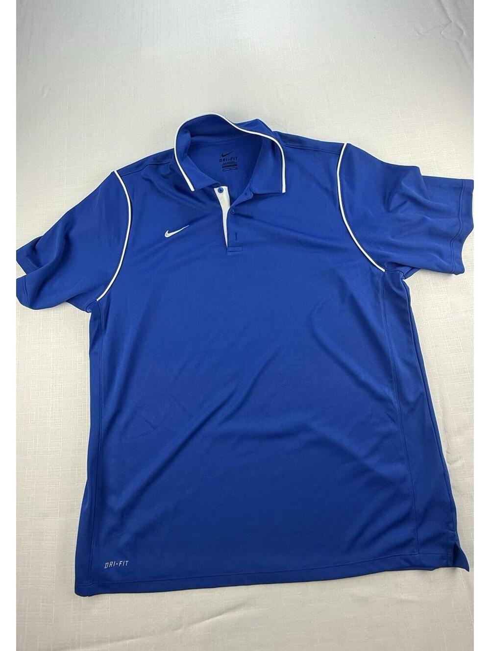 Nike Dri-FIT Polo Shirt Mens XL Blue Athletic Golf Tennis Swoosh Performance